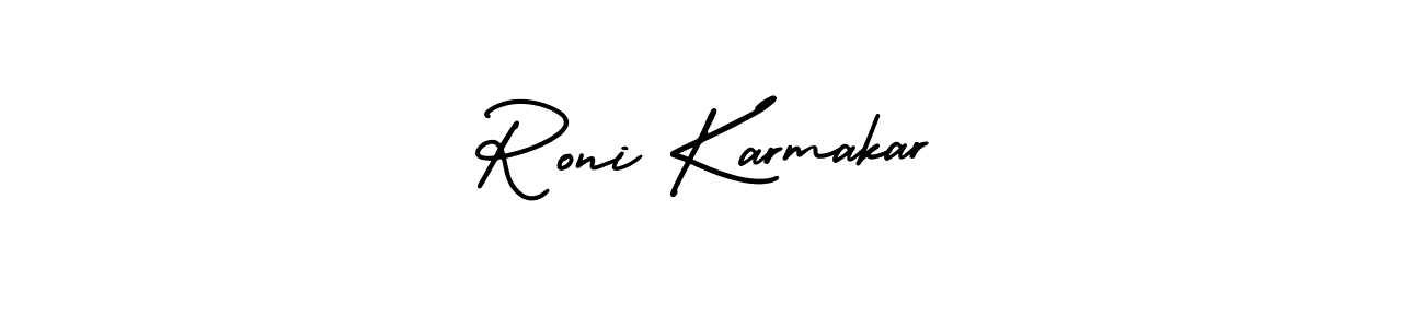 Make a beautiful signature design for name Roni Karmakar. With this signature (AmerikaSignatureDemo-Regular) style, you can create a handwritten signature for free. Roni Karmakar signature style 3 images and pictures png