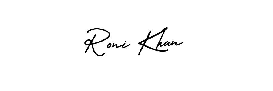 How to Draw Roni Khan signature style? AmerikaSignatureDemo-Regular is a latest design signature styles for name Roni Khan. Roni Khan signature style 3 images and pictures png