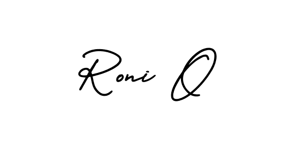 Roni O stylish signature style. Best Handwritten Sign (AmerikaSignatureDemo-Regular) for my name. Handwritten Signature Collection Ideas for my name Roni O. Roni O signature style 3 images and pictures png