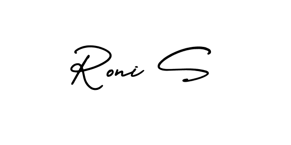 Design your own signature with our free online signature maker. With this signature software, you can create a handwritten (AmerikaSignatureDemo-Regular) signature for name Roni S. Roni S signature style 3 images and pictures png