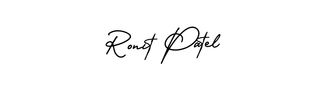 You should practise on your own different ways (AmerikaSignatureDemo-Regular) to write your name (Ronit Patel) in signature. don't let someone else do it for you. Ronit Patel signature style 3 images and pictures png