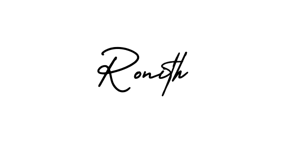 The best way (AmerikaSignatureDemo-Regular) to make a short signature is to pick only two or three words in your name. The name Ronith include a total of six letters. For converting this name. Ronith signature style 3 images and pictures png