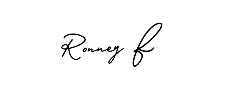 How to make Ronney F name signature. Use AmerikaSignatureDemo-Regular style for creating short signs online. This is the latest handwritten sign. Ronney F signature style 3 images and pictures png