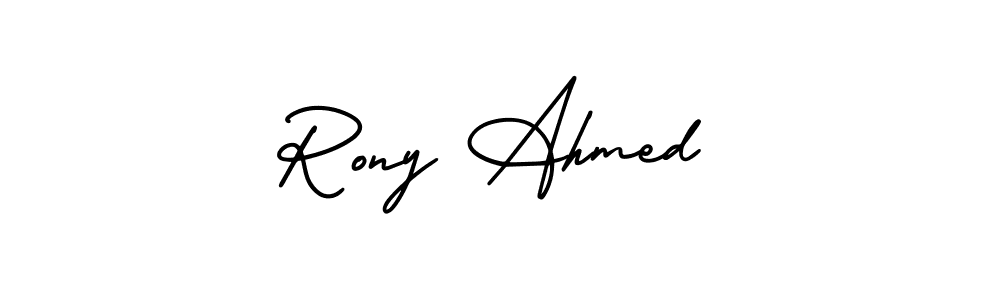 Rony Ahmed stylish signature style. Best Handwritten Sign (AmerikaSignatureDemo-Regular) for my name. Handwritten Signature Collection Ideas for my name Rony Ahmed. Rony Ahmed signature style 3 images and pictures png