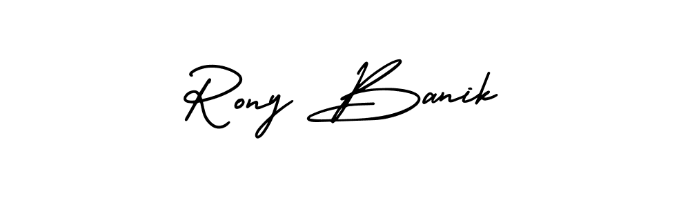 It looks lik you need a new signature style for name Rony Banik. Design unique handwritten (AmerikaSignatureDemo-Regular) signature with our free signature maker in just a few clicks. Rony Banik signature style 3 images and pictures png