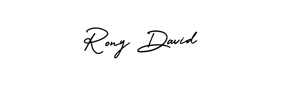 How to make Rony David name signature. Use AmerikaSignatureDemo-Regular style for creating short signs online. This is the latest handwritten sign. Rony David signature style 3 images and pictures png