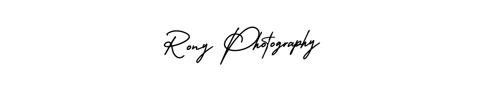 You should practise on your own different ways (AmerikaSignatureDemo-Regular) to write your name (Rony Photography) in signature. don't let someone else do it for you. Rony Photography signature style 3 images and pictures png