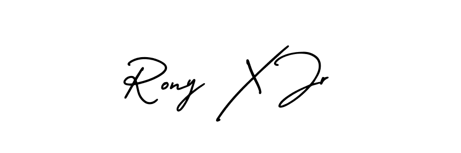 How to Draw Rony X Jr signature style? AmerikaSignatureDemo-Regular is a latest design signature styles for name Rony X Jr. Rony X Jr signature style 3 images and pictures png