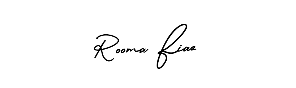 if you are searching for the best signature style for your name Rooma Fiaz. so please give up your signature search. here we have designed multiple signature styles  using AmerikaSignatureDemo-Regular. Rooma Fiaz signature style 3 images and pictures png