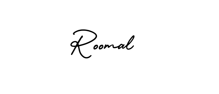 Use a signature maker to create a handwritten signature online. With this signature software, you can design (AmerikaSignatureDemo-Regular) your own signature for name Roomal . Roomal  signature style 3 images and pictures png