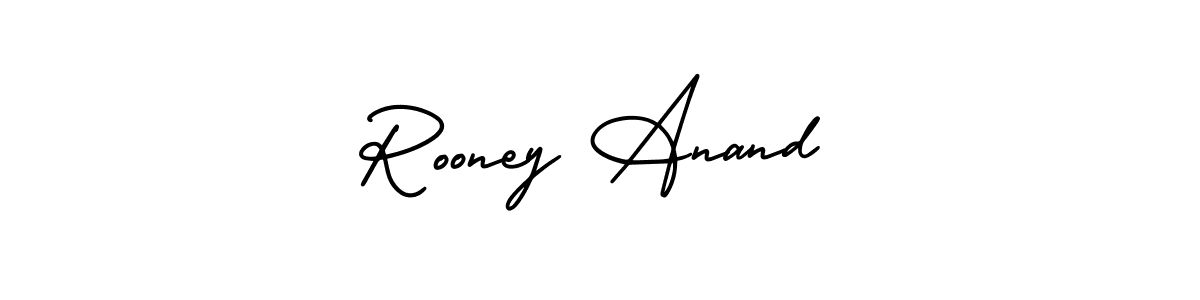 This is the best signature style for the Rooney Anand name. Also you like these signature font (AmerikaSignatureDemo-Regular). Mix name signature. Rooney Anand signature style 3 images and pictures png