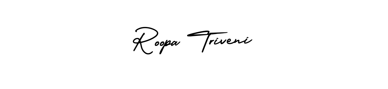 The best way (AmerikaSignatureDemo-Regular) to make a short signature is to pick only two or three words in your name. The name Roopa Triveni include a total of six letters. For converting this name. Roopa Triveni signature style 3 images and pictures png