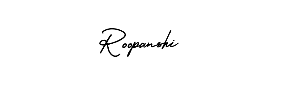 if you are searching for the best signature style for your name Roopanshi. so please give up your signature search. here we have designed multiple signature styles  using AmerikaSignatureDemo-Regular. Roopanshi signature style 3 images and pictures png