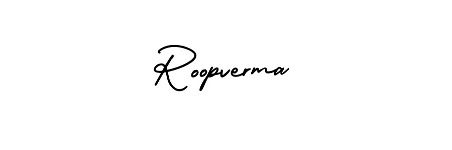 The best way (AmerikaSignatureDemo-Regular) to make a short signature is to pick only two or three words in your name. The name Roopverma include a total of six letters. For converting this name. Roopverma signature style 3 images and pictures png