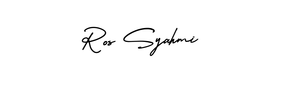 It looks lik you need a new signature style for name Ros Syahmi. Design unique handwritten (AmerikaSignatureDemo-Regular) signature with our free signature maker in just a few clicks. Ros Syahmi signature style 3 images and pictures png