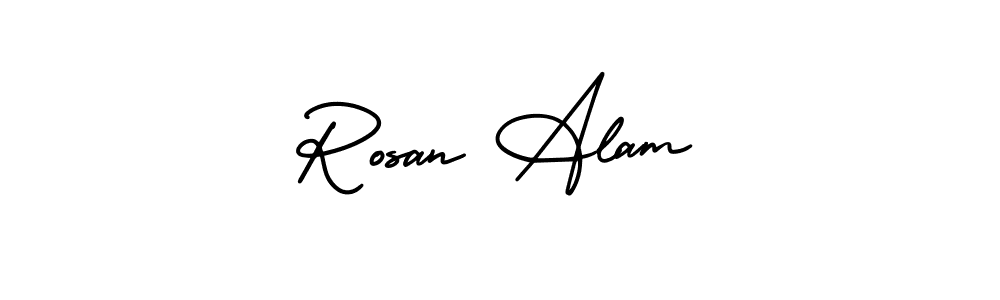 Also You can easily find your signature by using the search form. We will create Rosan Alam name handwritten signature images for you free of cost using AmerikaSignatureDemo-Regular sign style. Rosan Alam signature style 3 images and pictures png
