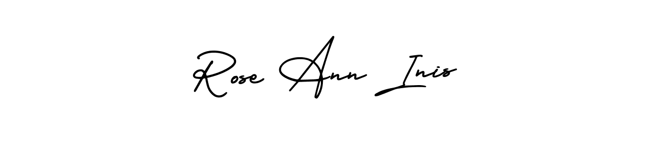 You should practise on your own different ways (AmerikaSignatureDemo-Regular) to write your name (Rose Ann Inis) in signature. don't let someone else do it for you. Rose Ann Inis signature style 3 images and pictures png