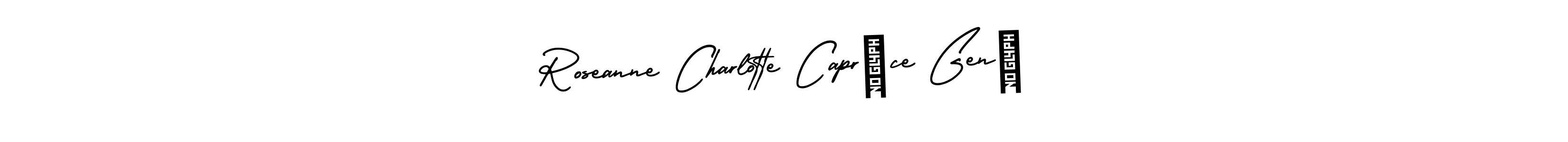 Check out images of Autograph of Roseanne Charlotte Caprîce Gené name. Actor Roseanne Charlotte Caprîce Gené Signature Style. AmerikaSignatureDemo-Regular is a professional sign style online. Roseanne Charlotte Caprîce Gené signature style 3 images and pictures png