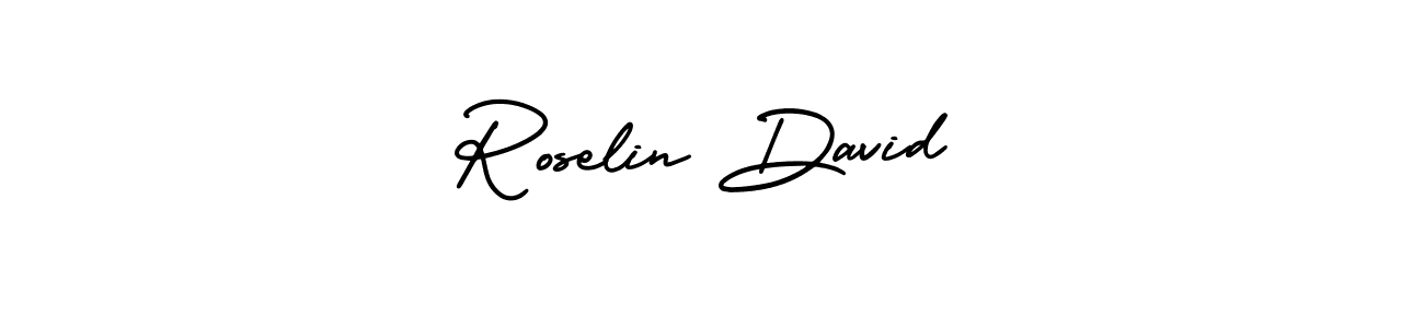 You should practise on your own different ways (AmerikaSignatureDemo-Regular) to write your name (Roselin David) in signature. don't let someone else do it for you. Roselin David signature style 3 images and pictures png