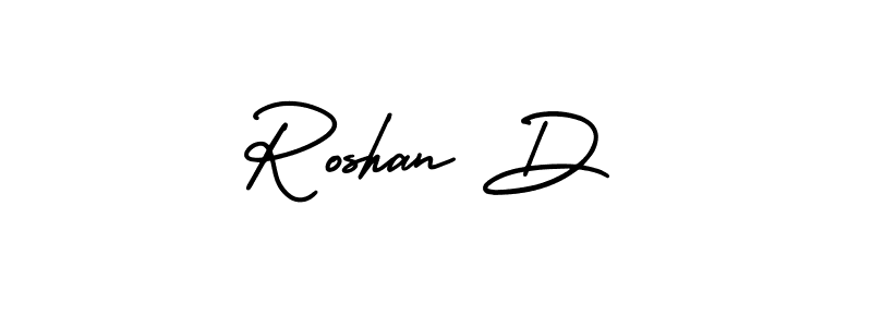 Roshan D stylish signature style. Best Handwritten Sign (AmerikaSignatureDemo-Regular) for my name. Handwritten Signature Collection Ideas for my name Roshan D. Roshan D signature style 3 images and pictures png