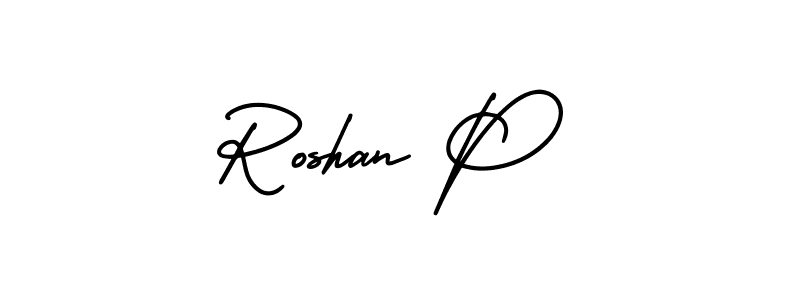 Roshan P stylish signature style. Best Handwritten Sign (AmerikaSignatureDemo-Regular) for my name. Handwritten Signature Collection Ideas for my name Roshan P. Roshan P signature style 3 images and pictures png