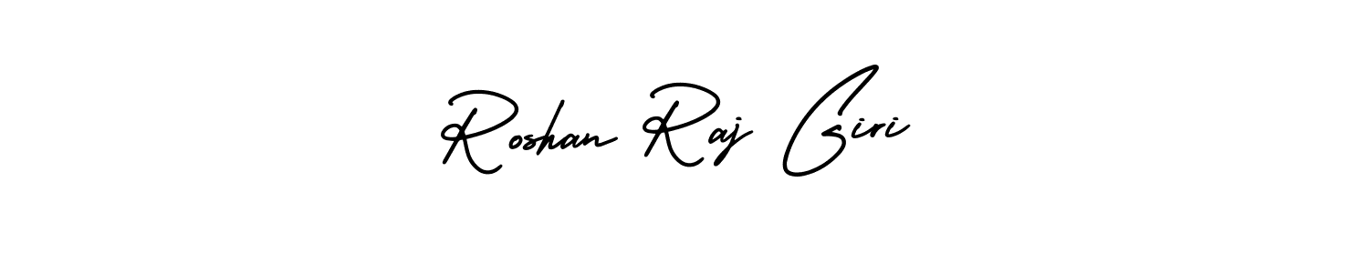 The best way (AmerikaSignatureDemo-Regular) to make a short signature is to pick only two or three words in your name. The name Roshan Raj Giri include a total of six letters. For converting this name. Roshan Raj Giri signature style 3 images and pictures png
