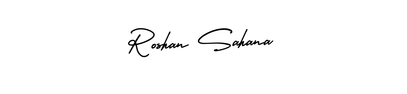 This is the best signature style for the Roshan Sahana name. Also you like these signature font (AmerikaSignatureDemo-Regular). Mix name signature. Roshan Sahana signature style 3 images and pictures png