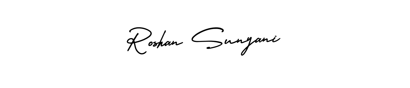 Best and Professional Signature Style for Roshan Sunyani. AmerikaSignatureDemo-Regular Best Signature Style Collection. Roshan Sunyani signature style 3 images and pictures png