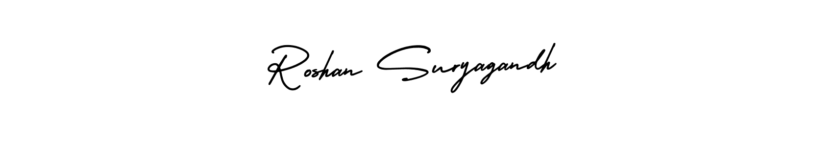 This is the best signature style for the Roshan Suryagandh name. Also you like these signature font (AmerikaSignatureDemo-Regular). Mix name signature. Roshan Suryagandh signature style 3 images and pictures png