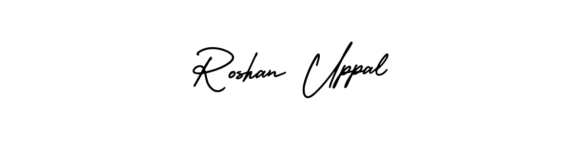 The best way (AmerikaSignatureDemo-Regular) to make a short signature is to pick only two or three words in your name. The name Roshan Uppal include a total of six letters. For converting this name. Roshan Uppal signature style 3 images and pictures png