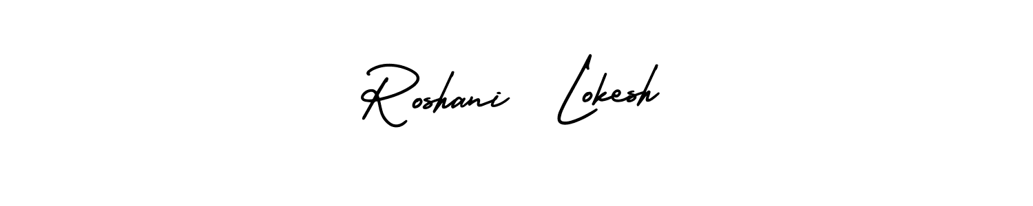 Roshani  Lokesh stylish signature style. Best Handwritten Sign (AmerikaSignatureDemo-Regular) for my name. Handwritten Signature Collection Ideas for my name Roshani  Lokesh. Roshani  Lokesh signature style 3 images and pictures png