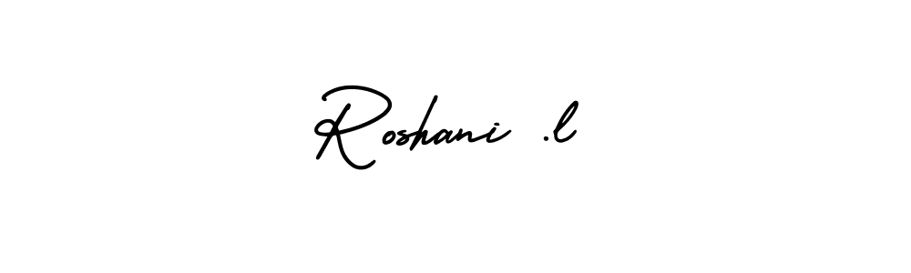 if you are searching for the best signature style for your name Roshani .l. so please give up your signature search. here we have designed multiple signature styles  using AmerikaSignatureDemo-Regular. Roshani .l signature style 3 images and pictures png