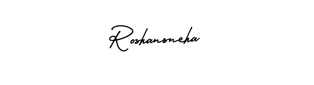 You should practise on your own different ways (AmerikaSignatureDemo-Regular) to write your name (Roshansneha) in signature. don't let someone else do it for you. Roshansneha signature style 3 images and pictures png