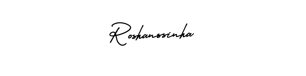 You should practise on your own different ways (AmerikaSignatureDemo-Regular) to write your name (Roshanssinha) in signature. don't let someone else do it for you. Roshanssinha signature style 3 images and pictures png