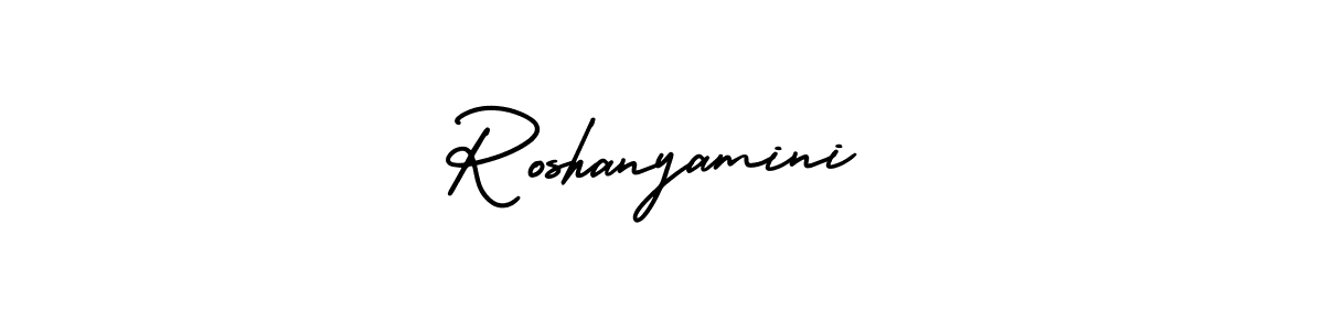 How to make Roshanyamini name signature. Use AmerikaSignatureDemo-Regular style for creating short signs online. This is the latest handwritten sign. Roshanyamini signature style 3 images and pictures png