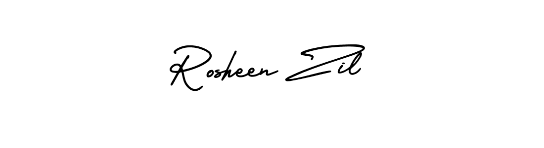 You should practise on your own different ways (AmerikaSignatureDemo-Regular) to write your name (Rosheen Zil) in signature. don't let someone else do it for you. Rosheen Zil signature style 3 images and pictures png