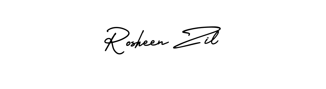 The best way (AmerikaSignatureDemo-Regular) to make a short signature is to pick only two or three words in your name. The name Rosheen Zil include a total of six letters. For converting this name. Rosheen Zil signature style 3 images and pictures png