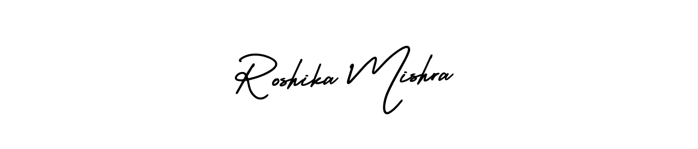 How to make Roshika Mishra name signature. Use AmerikaSignatureDemo-Regular style for creating short signs online. This is the latest handwritten sign. Roshika Mishra signature style 3 images and pictures png