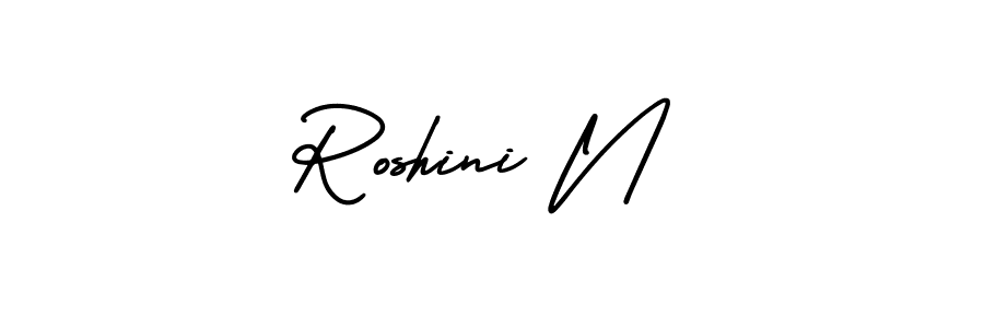 Make a beautiful signature design for name Roshini N. With this signature (AmerikaSignatureDemo-Regular) style, you can create a handwritten signature for free. Roshini N signature style 3 images and pictures png