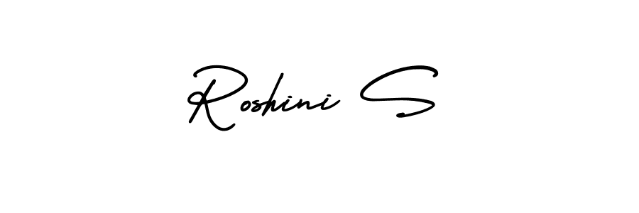 This is the best signature style for the Roshini S name. Also you like these signature font (AmerikaSignatureDemo-Regular). Mix name signature. Roshini S signature style 3 images and pictures png