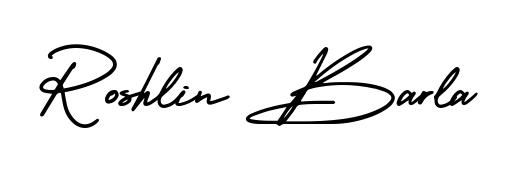An effortless, minimalist signature concept for Roshlin Barla using AmerikaSignatureDemo-Regular design. Clean lines that look great on any document. Roshlin Barla signature style 3 images and pictures png