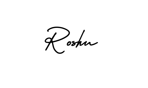 Roshu stylish signature style. Best Handwritten Sign (AmerikaSignatureDemo-Regular) for my name. Handwritten Signature Collection Ideas for my name Roshu. Roshu signature style 3 images and pictures png