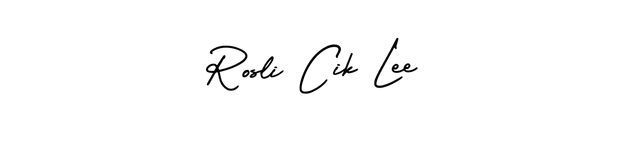 Use a signature maker to create a handwritten signature online. With this signature software, you can design (AmerikaSignatureDemo-Regular) your own signature for name Rosli Cik Lee. Rosli Cik Lee signature style 3 images and pictures png