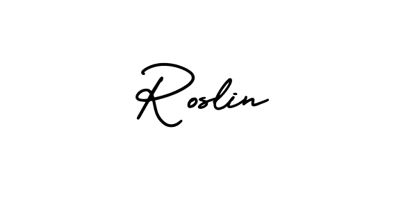 Make a beautiful signature design for name Roslin. With this signature (AmerikaSignatureDemo-Regular) style, you can create a handwritten signature for free. Roslin signature style 3 images and pictures png