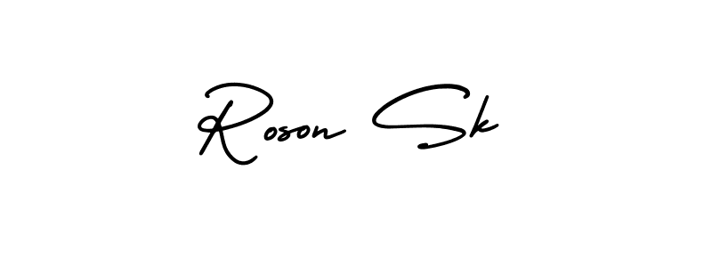 Roson Sk stylish signature style. Best Handwritten Sign (AmerikaSignatureDemo-Regular) for my name. Handwritten Signature Collection Ideas for my name Roson Sk. Roson Sk signature style 3 images and pictures png