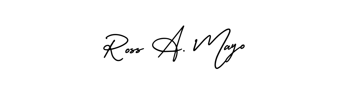 The best way (AmerikaSignatureDemo-Regular) to make a short signature is to pick only two or three words in your name. The name Ross A. Mayo include a total of six letters. For converting this name. Ross A. Mayo signature style 3 images and pictures png