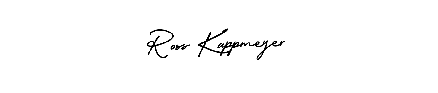 The best way (AmerikaSignatureDemo-Regular) to make a short signature is to pick only two or three words in your name. The name Ross Kappmeyer include a total of six letters. For converting this name. Ross Kappmeyer signature style 3 images and pictures png