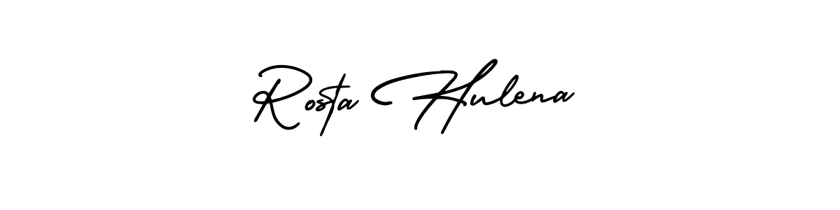 How to make Rosta Hulena name signature. Use AmerikaSignatureDemo-Regular style for creating short signs online. This is the latest handwritten sign. Rosta Hulena signature style 3 images and pictures png