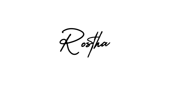 Use a signature maker to create a handwritten signature online. With this signature software, you can design (AmerikaSignatureDemo-Regular) your own signature for name Rostha. Rostha signature style 3 images and pictures png