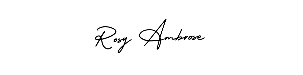 This is the best signature style for the Rosy Ambrose name. Also you like these signature font (AmerikaSignatureDemo-Regular). Mix name signature. Rosy Ambrose signature style 3 images and pictures png